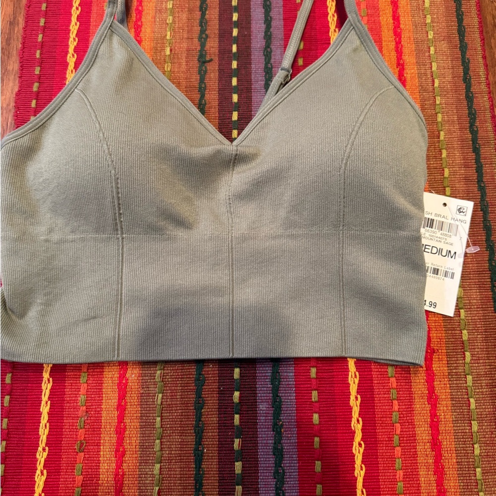 JENI Longline Bralette Bra NWT Medium Moss Green, Removable pads. NEW - Picture 2 of 7